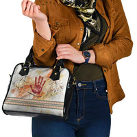 Native American Red Handprint Shoulder Handbag Watercolor Paint Splash and Brave Horse Art - Wonder Print Shop
