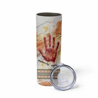 Native American Red Handprint Skinny Tumbler Watercolor Paint Splash and Brave Horse Art - Wonder Print Shop