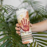 Native American Red Handprint Skinny Tumbler Watercolor Paint Splash and Brave Horse Art - Wonder Print Shop