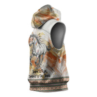 Native American Red Handprint Sleeveless Hoodie Watercolor Paint Splash and Brave Horse Art - Wonder Print Shop