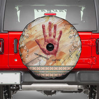 Native American Red Handprint Spare Tire Cover Watercolor Paint Splash and Brave Horse Art - Wonder Print Shop