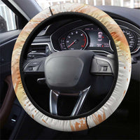 Native American Red Handprint Steering Wheel Cover Watercolor Paint Splash and Brave Horse Art - Wonder Print Shop