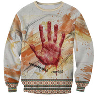 Native American Red Handprint Sweatshirt Watercolor Paint Splash and Brave Horse Art - Wonder Print Shop