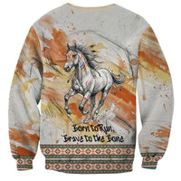 Native American Red Handprint Sweatshirt Watercolor Paint Splash and Brave Horse Art - Wonder Print Shop