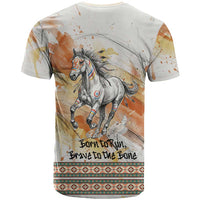 Native American Red Handprint T Shirt Watercolor Paint Splash and Brave Horse Art - Wonder Print Shop