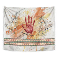 Native American Red Handprint Tapestry Watercolor Paint Splash and Brave Horse Art - Wonder Print Shop