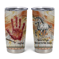 Native American Red Handprint Tumbler Cup Watercolor Paint Splash and Brave Horse Art - Wonder Print Shop