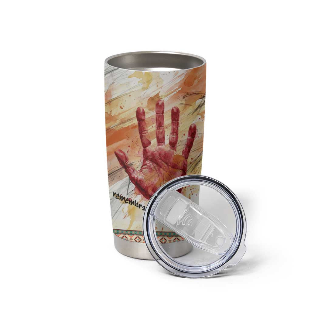Native American Red Handprint Tumbler Cup Watercolor Paint Splash and Brave Horse Art - Wonder Print Shop