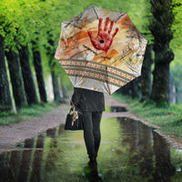 Native American Red Handprint Umbrella Watercolor Paint Splash and Brave Horse Art - Wonder Print Shop