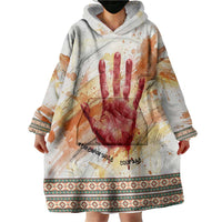 Native American Red Handprint Wearable Blanket Hoodie Watercolor Paint Splash and Brave Horse Art - Wonder Print Shop
