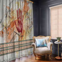 Native American Red Handprint Window Curtain Watercolor Paint Splash and Brave Horse Art - Wonder Print Shop