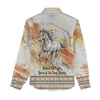 Native American Red Handprint Women Casual Shirt Watercolor Paint Splash and Brave Horse Art - Wonder Print Shop