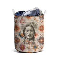 Sitting Bull Portrait Laundry Basket Native American Tipi with Feathers and Spears Indigenous Pride - Wonder Print Shop