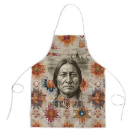 Sitting Bull Portrait Apron Native American Tipi with Feathers and Spears Indigenous Pride - Wonder Print Shop