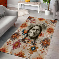 Sitting Bull Portrait Area Rug Native American Tipi with Feathers and Spears Indigenous Pride - Wonder Print Shop