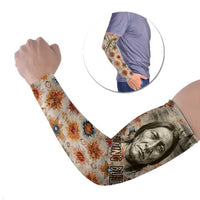 Sitting Bull Portrait Arm Sleeves Native American Tipi with Feathers and Spears Indigenous Pride - Wonder Print Shop