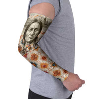 Sitting Bull Portrait Arm Sleeves Native American Tipi with Feathers and Spears Indigenous Pride - Wonder Print Shop