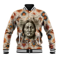 Sitting Bull Portrait Baseball Jacket Native American Tipi with Feathers and Spears Indigenous Pride - Wonder Print Shop