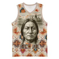 Sitting Bull Portrait Basketball Jersey Native American Tipi with Feathers and Spears Indigenous Pride - Wonder Print Shop