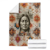 Sitting Bull Portrait Blanket Native American Tipi with Feathers and Spears Indigenous Pride - Wonder Print Shop