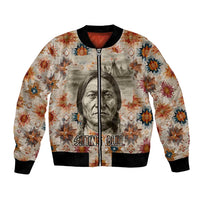 Sitting Bull Portrait Bomber Jacket Native American Tipi with Feathers and Spears Indigenous Pride - Wonder Print Shop