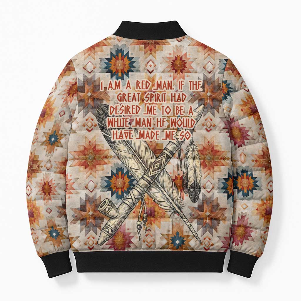 Sitting Bull Portrait Bomber Puffer Jacket Native American Tipi with Feathers and Spears Indigenous Pride - Wonder Print Shop