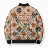 Sitting Bull Portrait Bomber Puffer Jacket Native American Tipi with Feathers and Spears Indigenous Pride - Wonder Print Shop