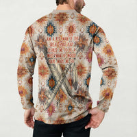 Sitting Bull Portrait Button Sweatshirt Native American Tipi with Feathers and Spears Indigenous Pride - Wonder Print Shop