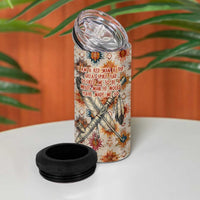 Sitting Bull Portrait 4 in 1 Can Cooler Tumbler Native American Tipi with Feathers and Spears Indigenous Pride - Wonder Print Shop