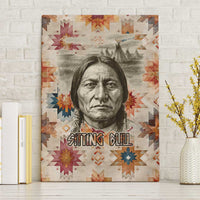 Sitting Bull Portrait Canvas Wall Art Native American Tipi with Feathers and Spears Indigenous Pride - Wonder Print Shop
