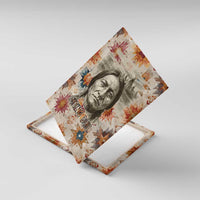 Sitting Bull Portrait Canvas Wall Art Native American Tipi with Feathers and Spears Indigenous Pride - Wonder Print Shop