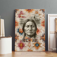 Sitting Bull Portrait Canvas Wall Art Native American Tipi with Feathers and Spears Indigenous Pride - Wonder Print Shop