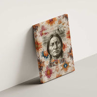 Sitting Bull Portrait Canvas Wall Art Native American Tipi with Feathers and Spears Indigenous Pride - Wonder Print Shop