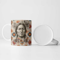 Sitting Bull Portrait Ceramic Mug Native American Tipi with Feathers and Spears Indigenous Pride - Wonder Print Shop