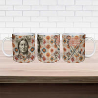 Sitting Bull Portrait Ceramic Mug Native American Tipi with Feathers and Spears Indigenous Pride - Wonder Print Shop