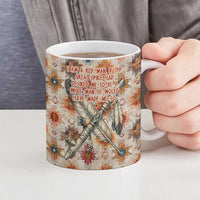 Sitting Bull Portrait Ceramic Mug Native American Tipi with Feathers and Spears Indigenous Pride - Wonder Print Shop