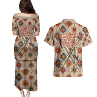 Sitting Bull Portrait Couples Matching Puletasi and Hawaiian Shirt Native American Tipi with Feathers and Spears Indigenous Pride - Wonder Print Shop