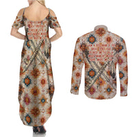 Sitting Bull Portrait Couples Matching Summer Maxi Dress and Long Sleeve Button Shirt Native American Tipi with Feathers and Spears Indigenous Pride - Wonder Print Shop