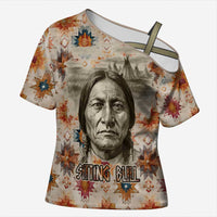 Sitting Bull Portrait Cross Shoulder Shirt Native American Tipi with Feathers and Spears Indigenous Pride - Wonder Print Shop