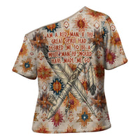 Sitting Bull Portrait Cross Shoulder Shirt Native American Tipi with Feathers and Spears Indigenous Pride - Wonder Print Shop