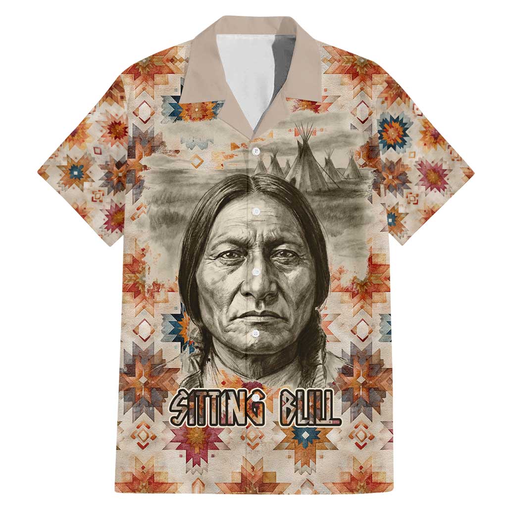 Sitting Bull Portrait Family Matching Mermaid Dress and Hawaiian Shirt Native American Tipi with Feathers and Spears Indigenous Pride - Wonder Print Shop