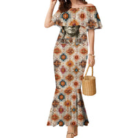 Sitting Bull Portrait Family Matching Mermaid Dress and Hawaiian Shirt Native American Tipi with Feathers and Spears Indigenous Pride - Wonder Print Shop