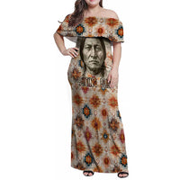 Sitting Bull Portrait Family Matching Off Shoulder Maxi Dress and Hawaiian Shirt Native American Tipi with Feathers and Spears Indigenous Pride - Wonder Print Shop