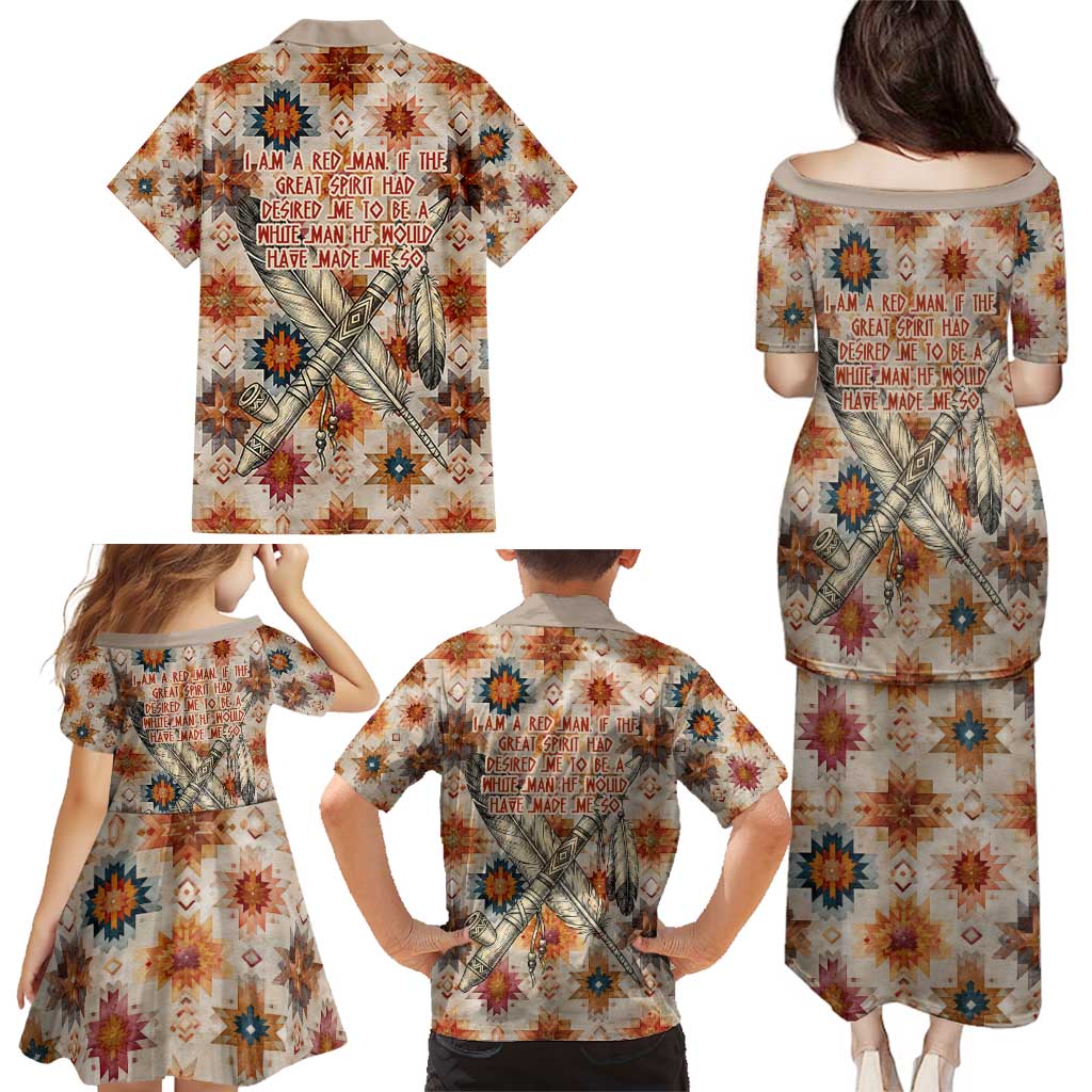 Sitting Bull Portrait Family Matching Puletasi and Hawaiian Shirt Native American Tipi with Feathers and Spears Indigenous Pride - Wonder Print Shop