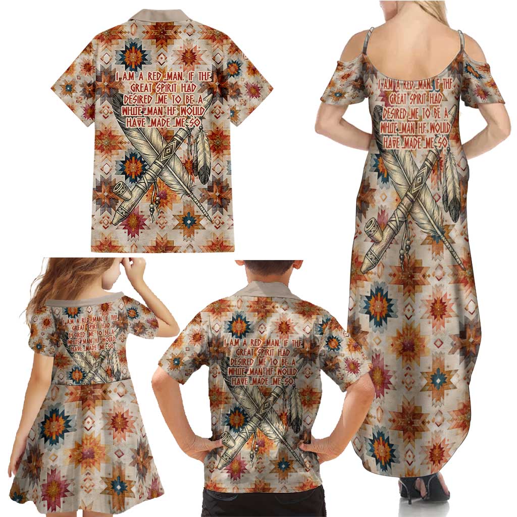 Sitting Bull Portrait Family Matching Summer Maxi Dress and Hawaiian Shirt Native American Tipi with Feathers and Spears Indigenous Pride - Wonder Print Shop