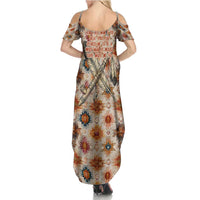 Sitting Bull Portrait Family Matching Summer Maxi Dress and Hawaiian Shirt Native American Tipi with Feathers and Spears Indigenous Pride - Wonder Print Shop