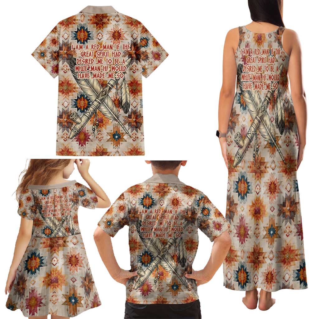 Sitting Bull Portrait Family Matching Tank Maxi Dress and Hawaiian Shirt Native American Tipi with Feathers and Spears Indigenous Pride - Wonder Print Shop