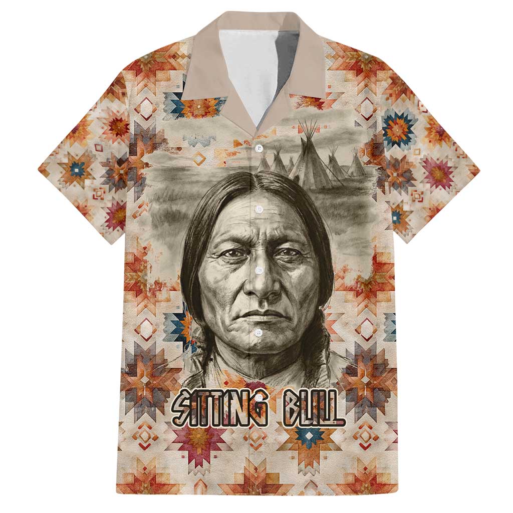 Sitting Bull Portrait Family Matching Tank Maxi Dress and Hawaiian Shirt Native American Tipi with Feathers and Spears Indigenous Pride - Wonder Print Shop