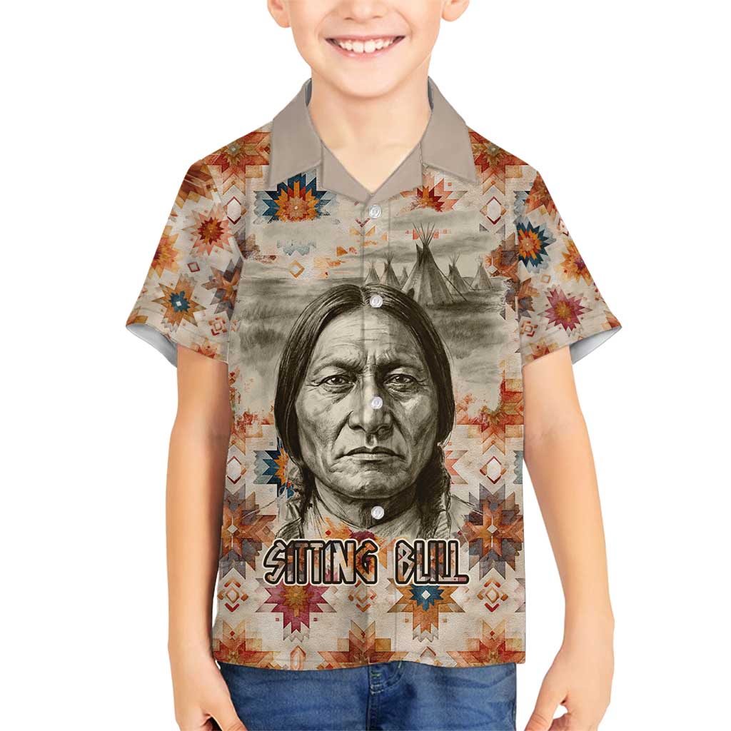 Sitting Bull Portrait Family Matching Tank Maxi Dress and Hawaiian Shirt Native American Tipi with Feathers and Spears Indigenous Pride - Wonder Print Shop