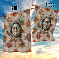 Sitting Bull Portrait Garden Flag Native American Tipi with Feathers and Spears Indigenous Pride - Wonder Print Shop